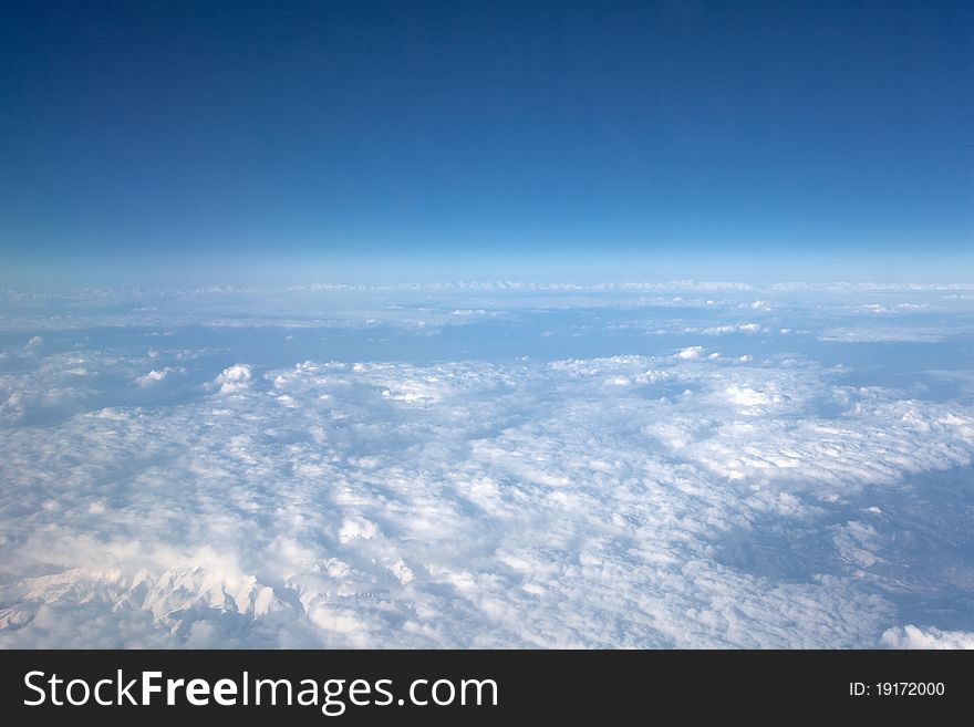 View of the clouds in flight