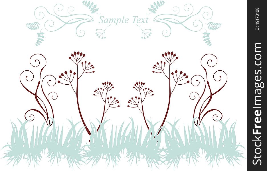Ornate background with plants silhouettes