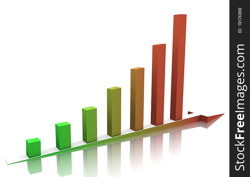 Week buisness graph is reflected on the white.