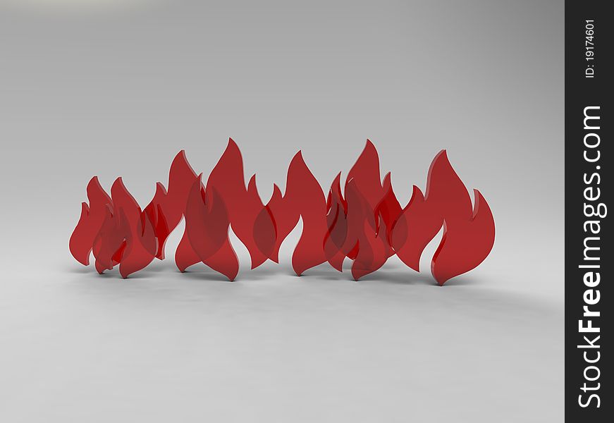 3d illustration of symbolic fire with red and yellow flames