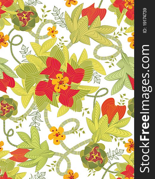 Seamless background with flowers and floral elements. Seamless background with flowers and floral elements