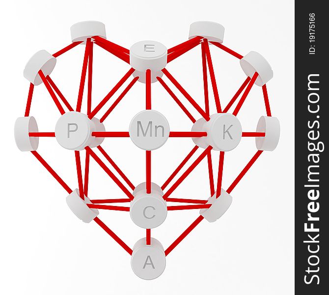 Heart in the form of a molecular lattice. Heart in the form of a molecular lattice
