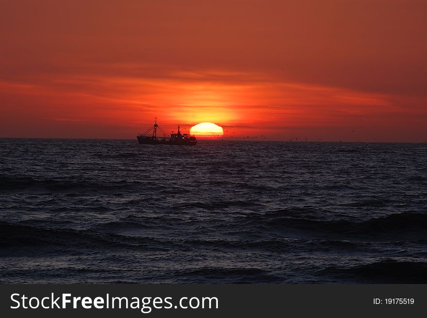 A Boat During Sun Dawn