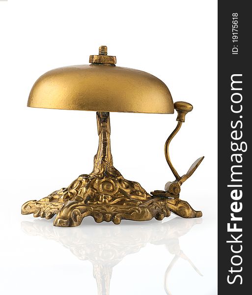 Vintage gold desk reception bell. Vintage gold desk reception bell