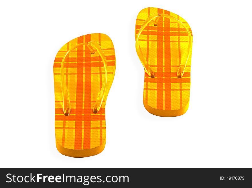 Sandals slippers on the white background (isolated with clipping path) with shadow