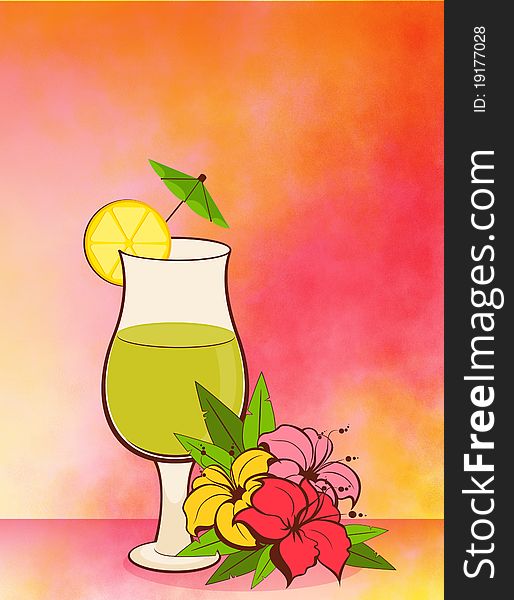 Fruits cocktail with flowers.for a design