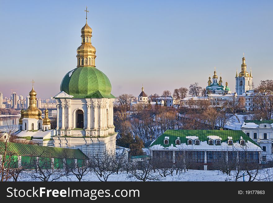 Kiev-Pechersk Lavra Monastery in snow