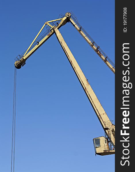 One giant, yellow crane for industrial purpose