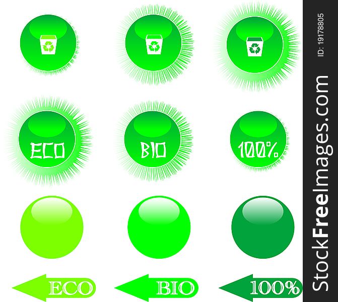 Set of eco green shiny buttons with arrows. Set of eco green shiny buttons with arrows