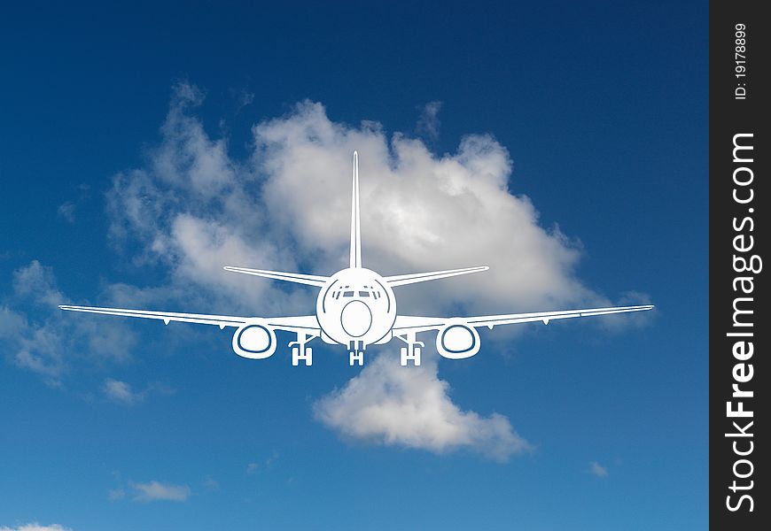 Aircraft silhouetted in a blue sky