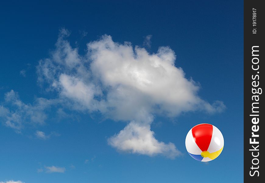 A beach ball in the sky