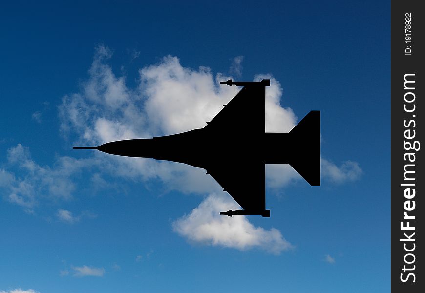 Aircraft silhouetted in a blue sky