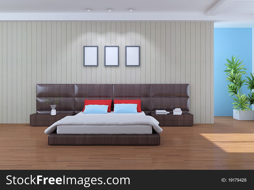 The 3d rendering indoor modern bedroom