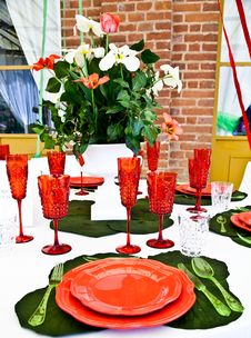 Dinner Table Setup - Italian Style Royalty Free Stock Images