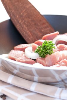 Fresh Pork Meat In A Pan Stock Photos Fresh Pork Meat In A Pan Stock Photos