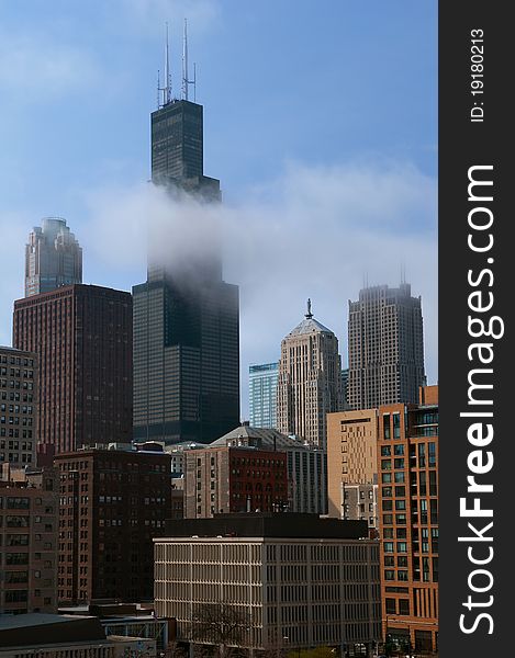 Image of sky-high buildings in Chicago downtown.