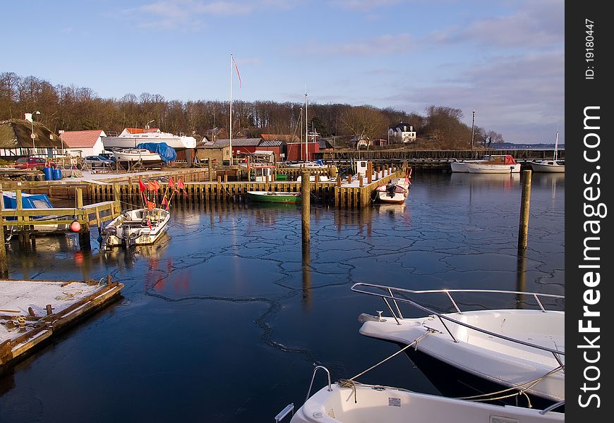 Yachts and sail boats in a marina