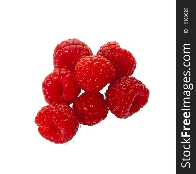 Fresh Raspberries Isolated Over White