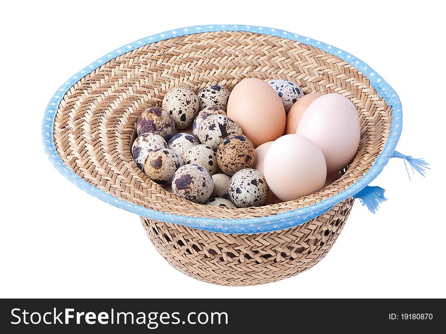 A hat with egg, isolated on white