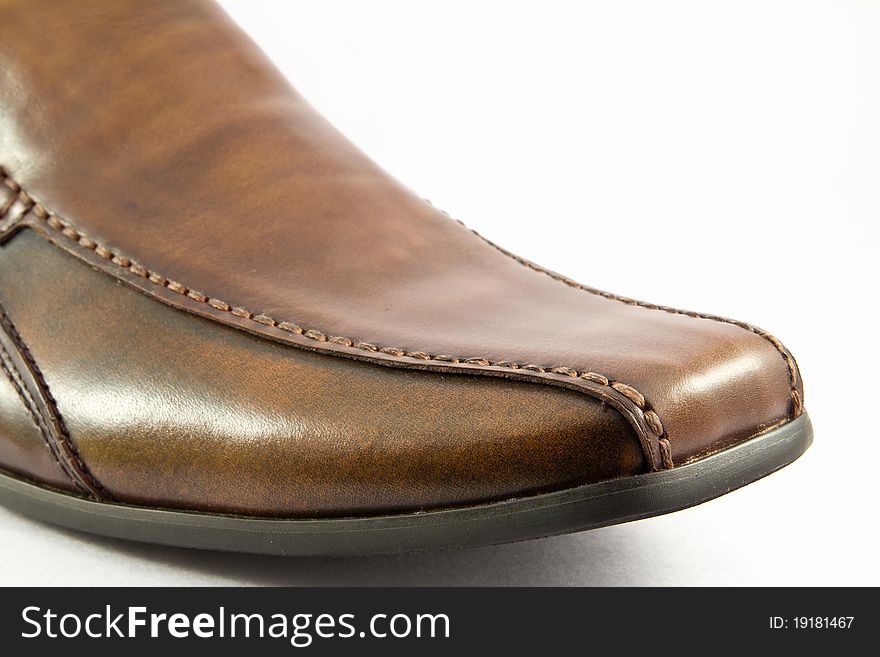 Close up male shoes isolated on the white background