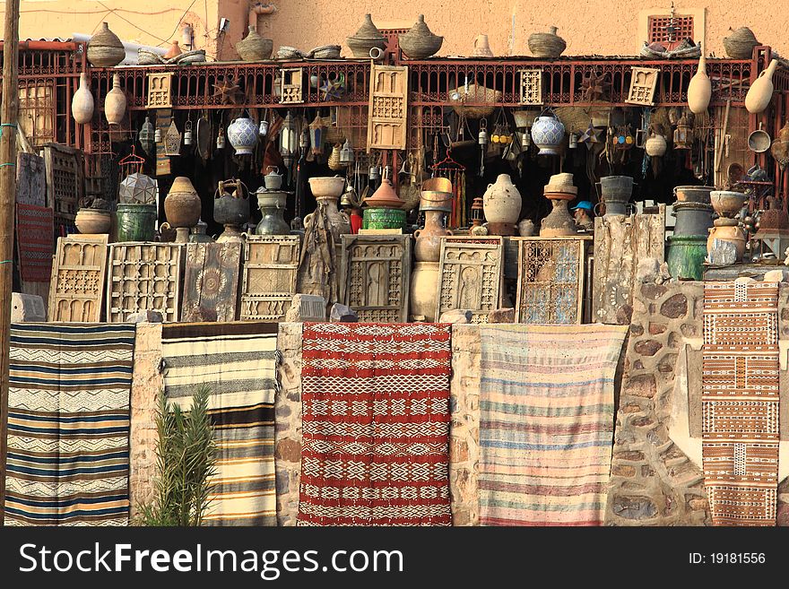 Typical bazaar in moroccan city of Ourzazate