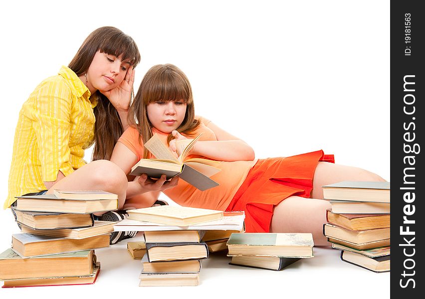 Two Schoolgirls Read Many Books