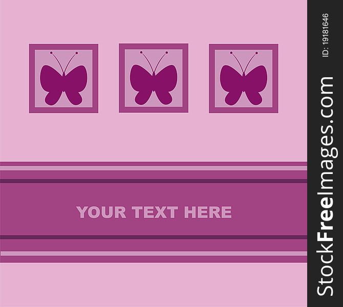 Cute purple card with butterflies. Cute purple card with butterflies