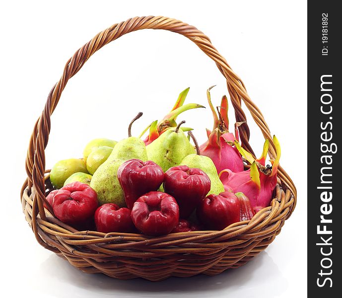Fruit basket on white Background