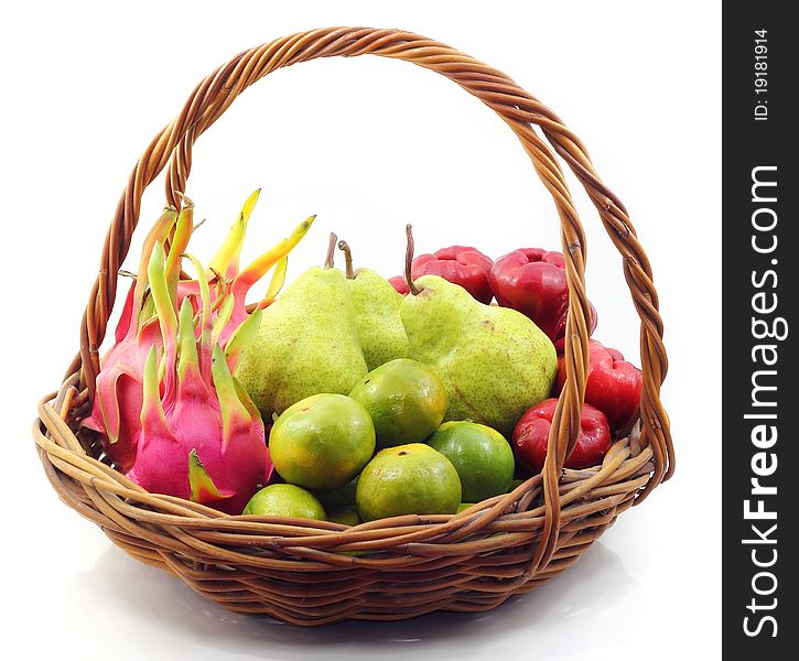 Fruit basket on white background