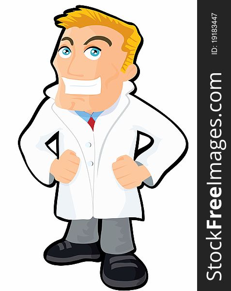 Cartoon doctor in white coat