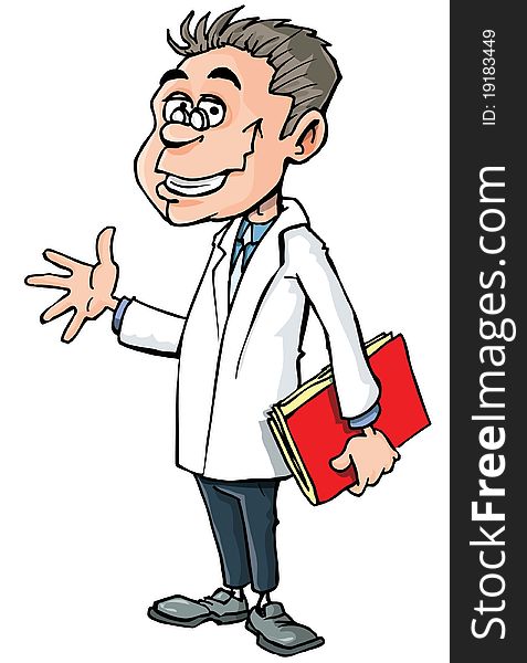 Cartoon doctor in white coat