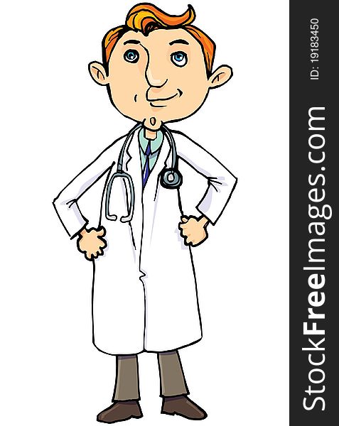 Cartoon Doctor In White Coat