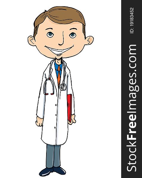 Cartoon Doctor In White Coat