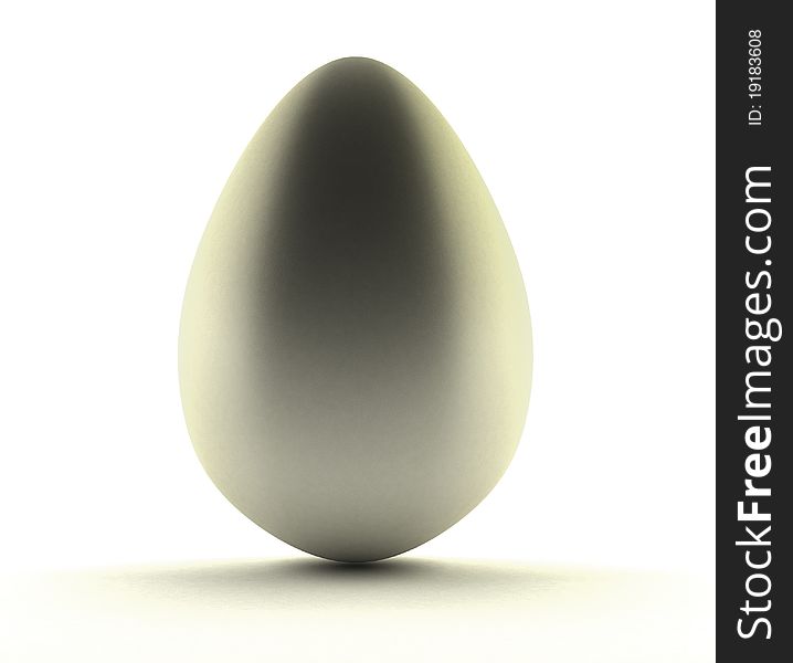 Image of silver egg over white background