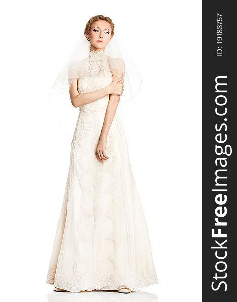 Bride in beautiful white dress. Bride in beautiful white dress