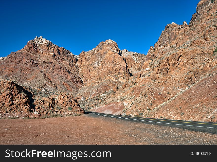 Road in the rocks in Arizona desert