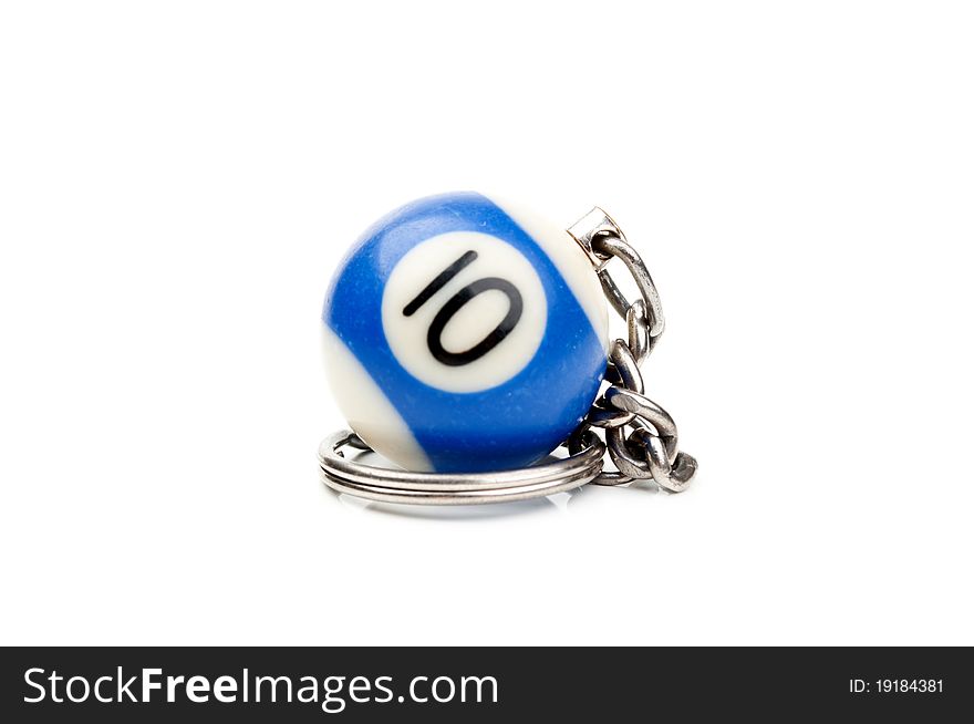Blue billiard ball isolated on a white background