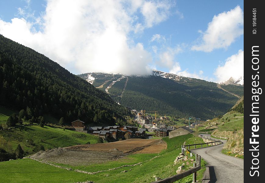 Vall d Incles and small village in Andorra