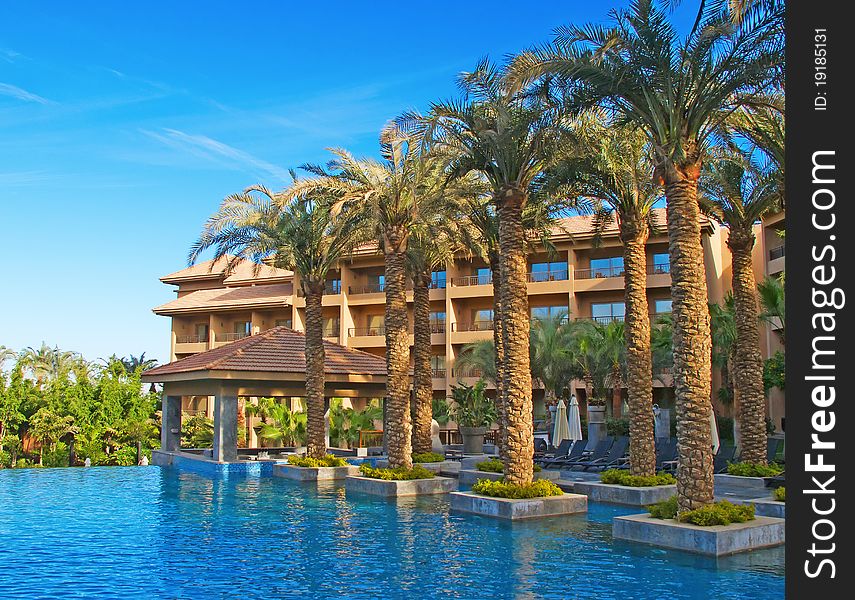 Empty swimming pool in the luxury hotel. Empty swimming pool in the luxury hotel