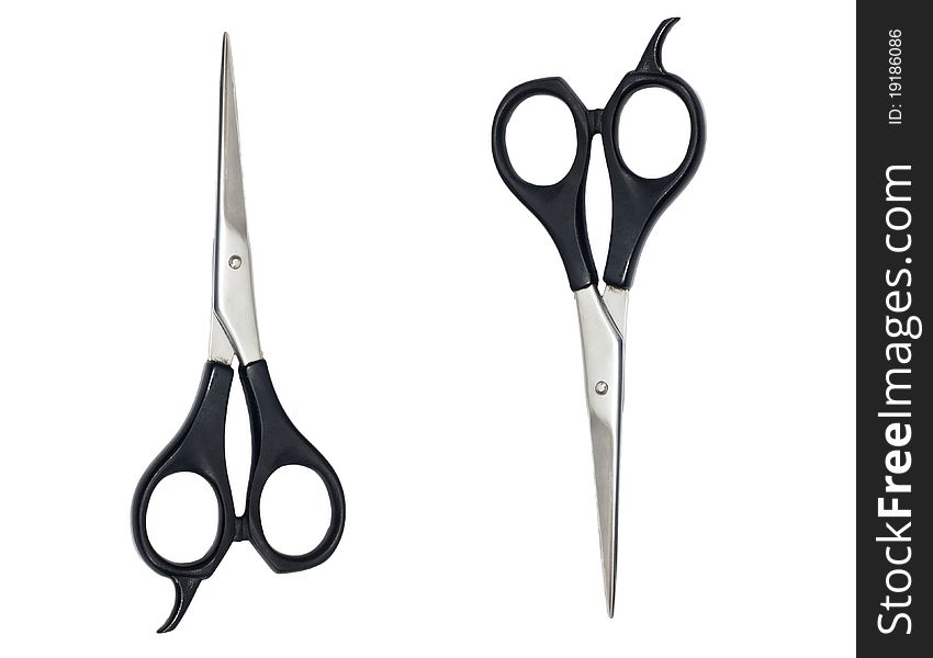 Professional Haircutting Scissors. Studio isolation on white.