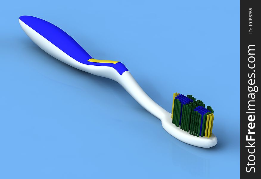 3d white toothbrush on the blue background