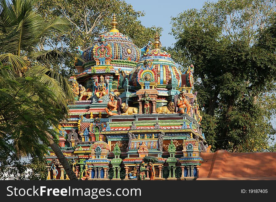 Traditional Hindu temple, South India, Kerala.