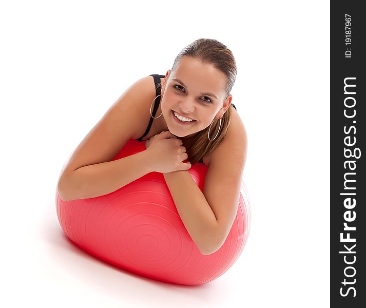 Girl Leaning On Exercise Ball