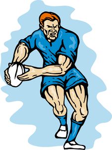 Rugby Player Running Passing The Ball Royalty Free Stock Images