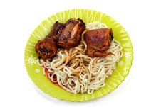 Roast Chicken With Noodles Stock Photos Roast Chicken With Noodles Stock Photos