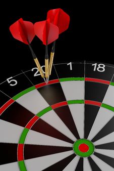 Three Darts Hitting The Perfect Score Stock Images