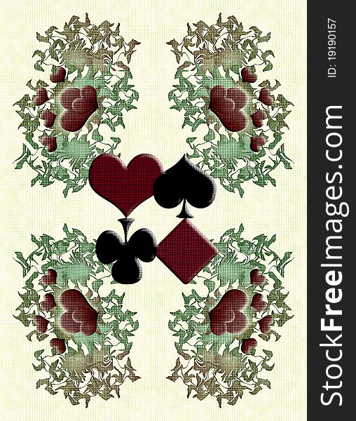 Colored shirt with hearts for playing cards