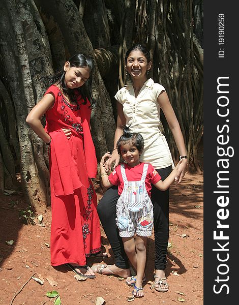 Three Indian good humored girls in cheerful mood
. Three Indian good humored girls in cheerful mood