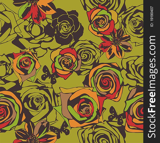 Vector texture consist of flowers on green background. Vector illustration. Vector texture consist of flowers on green background. Vector illustration