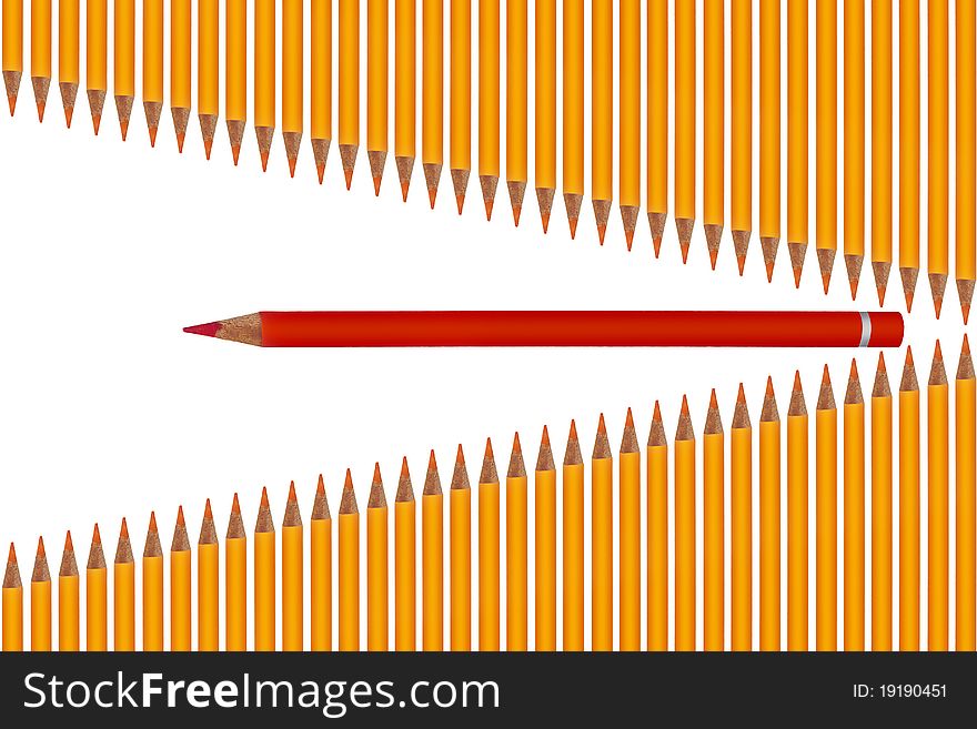 Colored crayons, arranged as opened mouth with red tounge and spikey teeth. Colored crayons, arranged as opened mouth with red tounge and spikey teeth